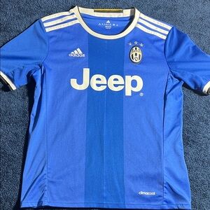 Adidas Kids Blue Soccer Jersey with White Accents